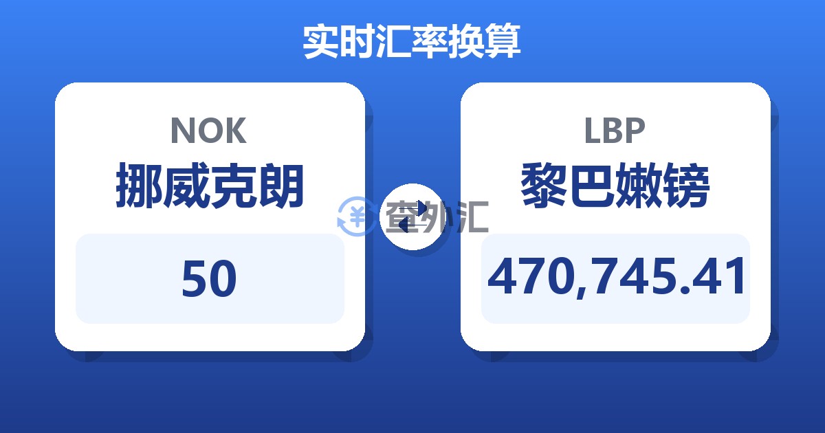 50挪威克朗兑黎巴嫩镑