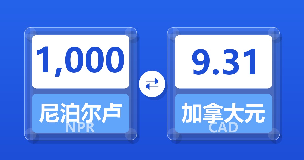 1,000尼泊尔卢比兑加拿大元