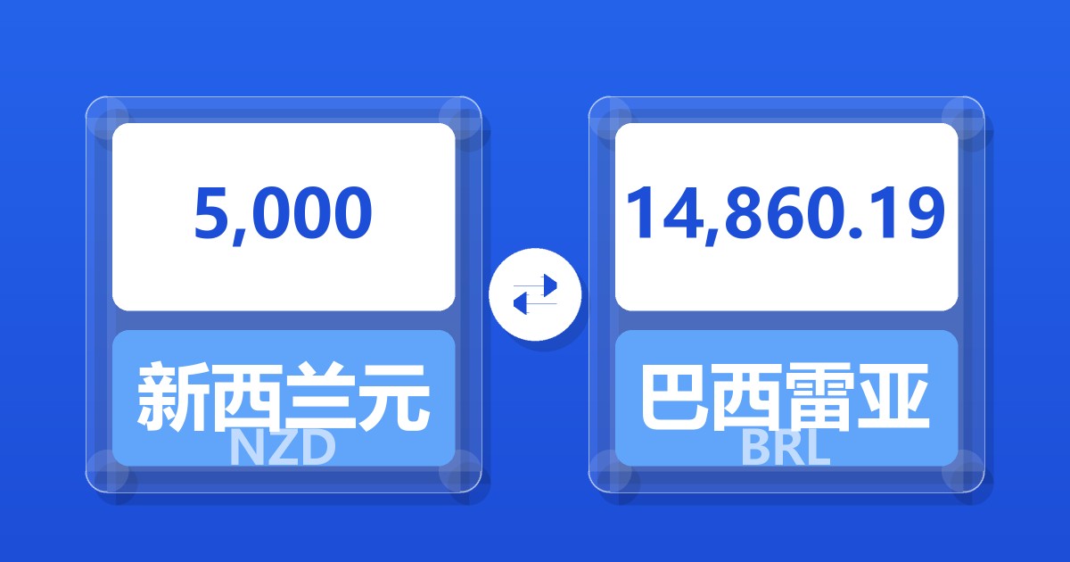 5,000新西兰元兑巴西雷亚尔