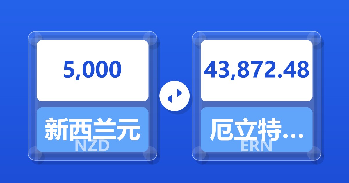 5,000新西兰元兑厄立特里亚纳克法