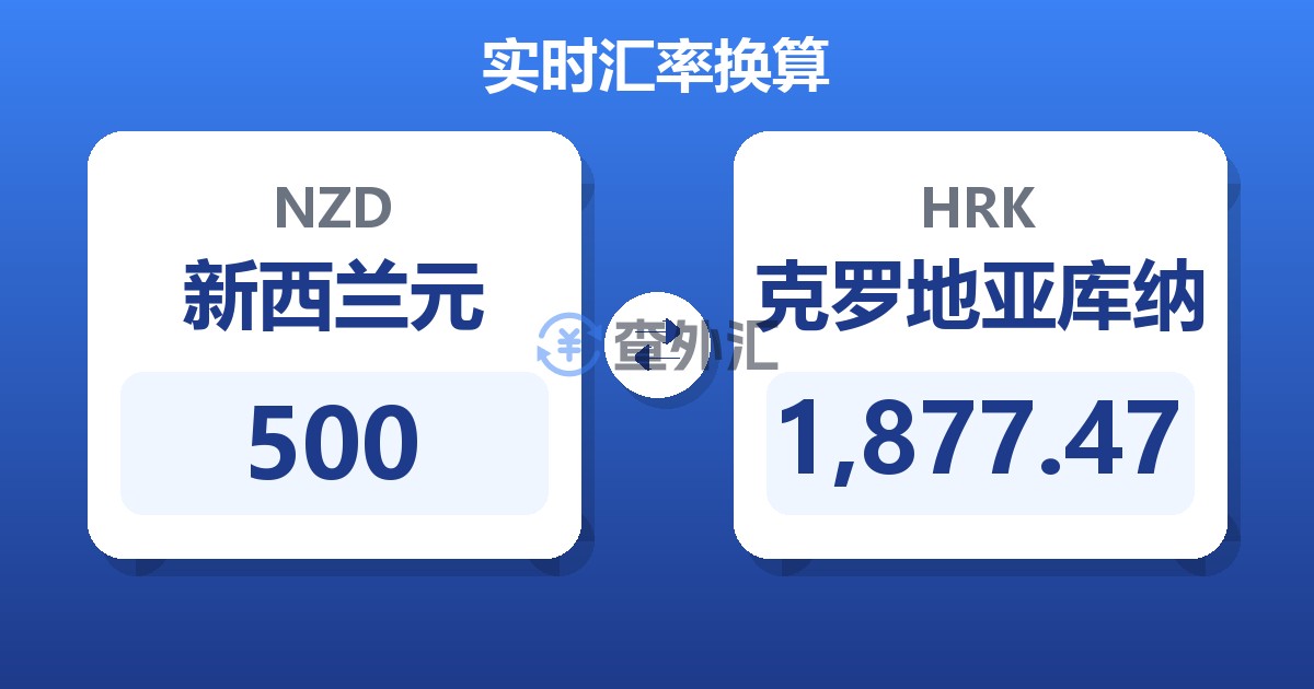 500新西兰元兑克罗地亚库纳