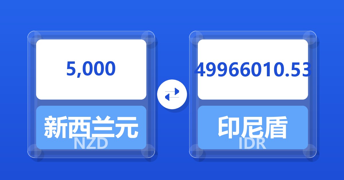 5,000新西兰元兑印尼盾