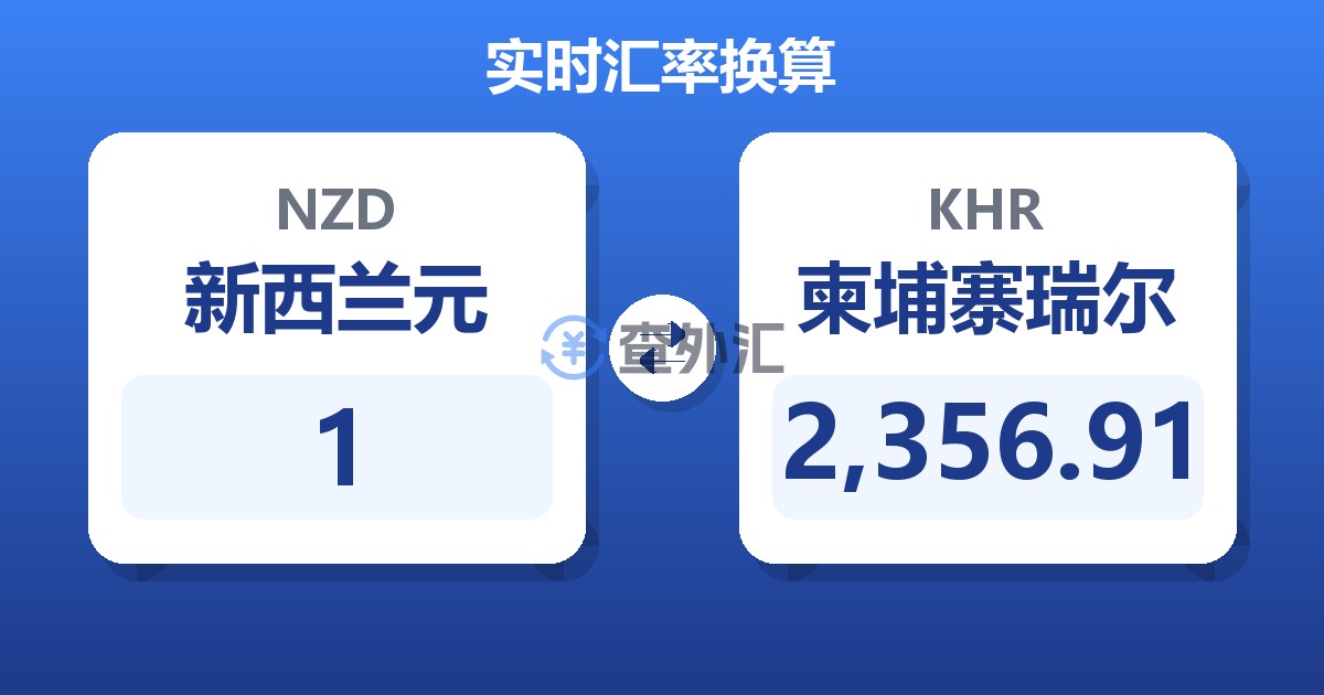 1新西兰元兑柬埔寨瑞尔
