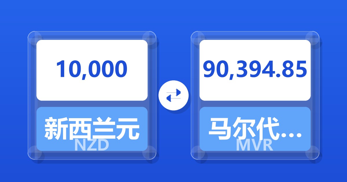10,000新西兰元兑马尔代夫拉菲亚