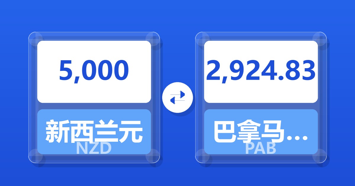 5,000新西兰元兑巴拿马巴波亚