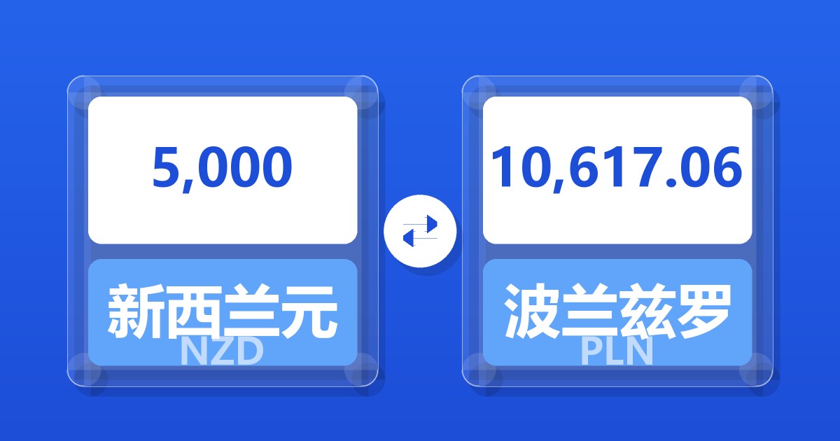 5,000新西兰元兑波兰兹罗提