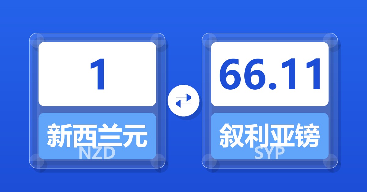 1新西兰元兑叙利亚镑