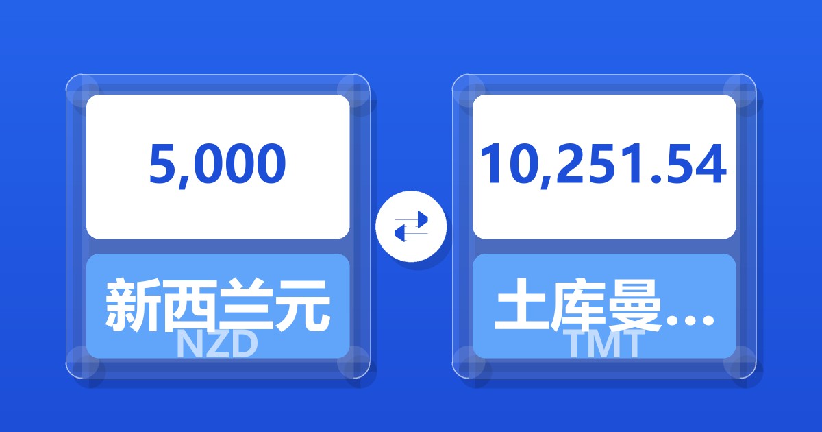 5,000新西兰元兑土库曼斯坦马纳特