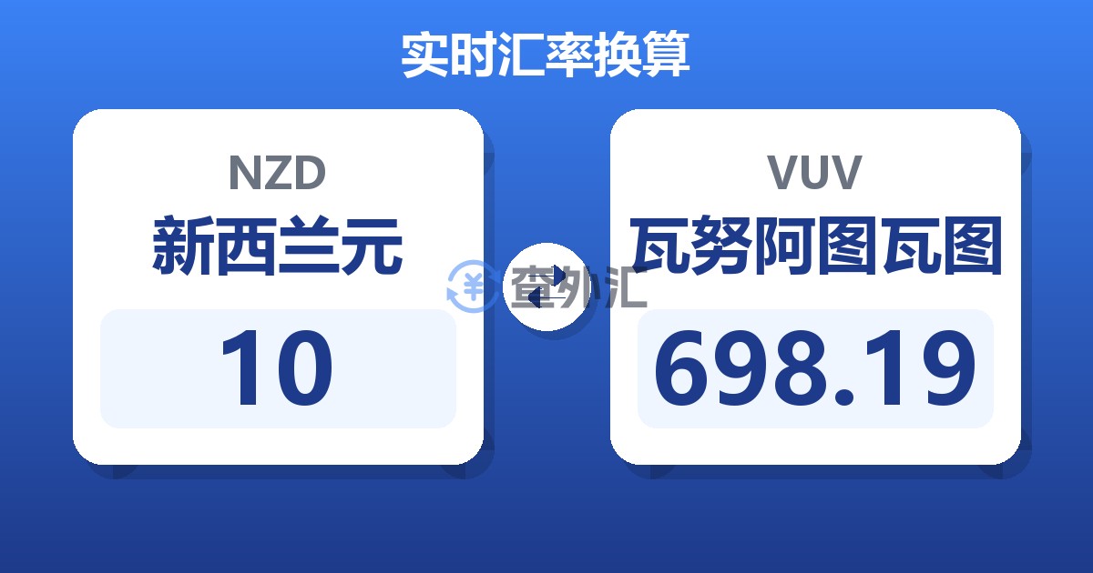 10新西兰元兑瓦努阿图瓦图