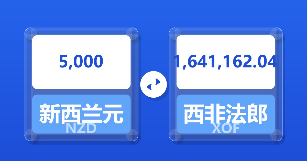 5,000新西兰元兑西非法郎