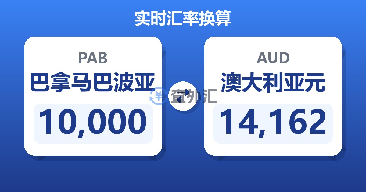 10,000巴拿马巴波亚兑澳大利亚元