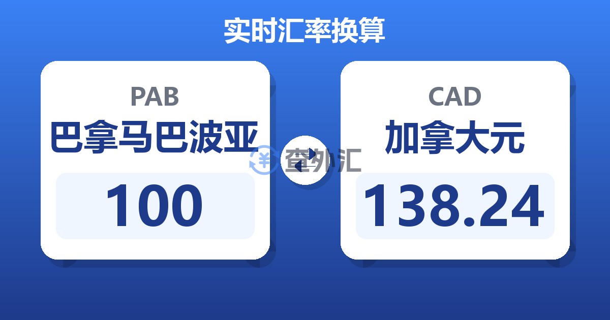 100巴拿马巴波亚兑加拿大元
