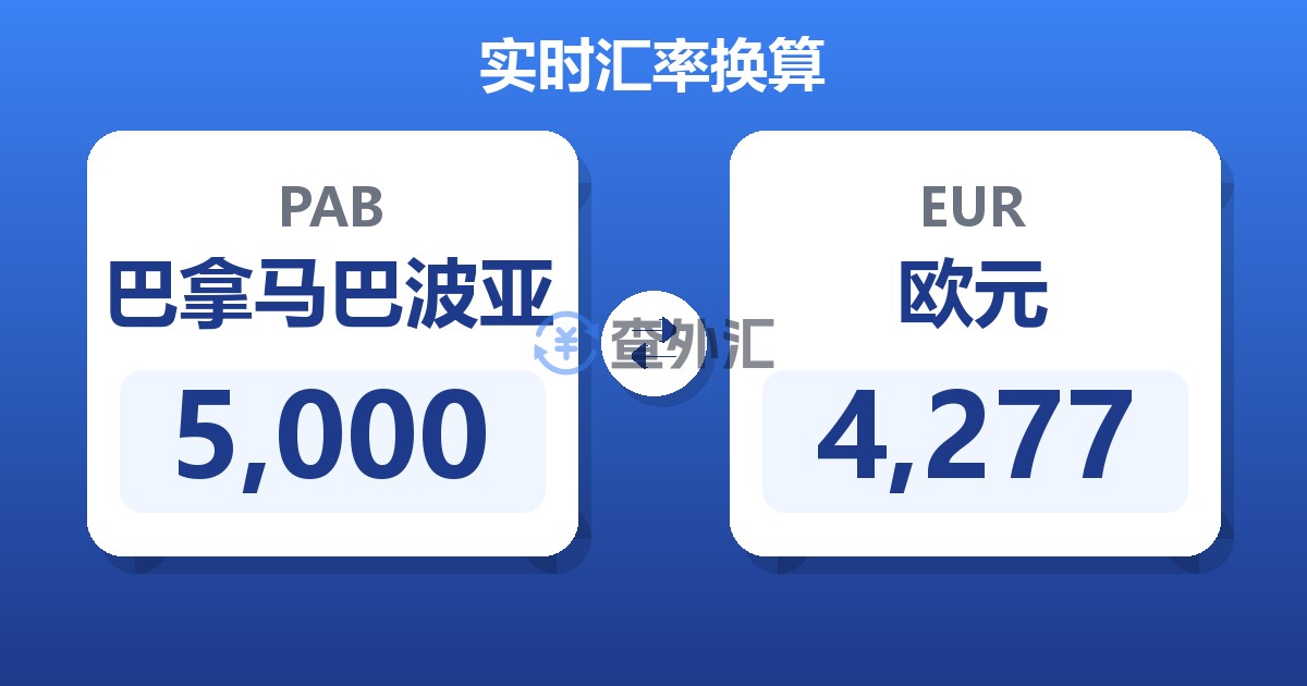 5,000巴拿马巴波亚兑欧元