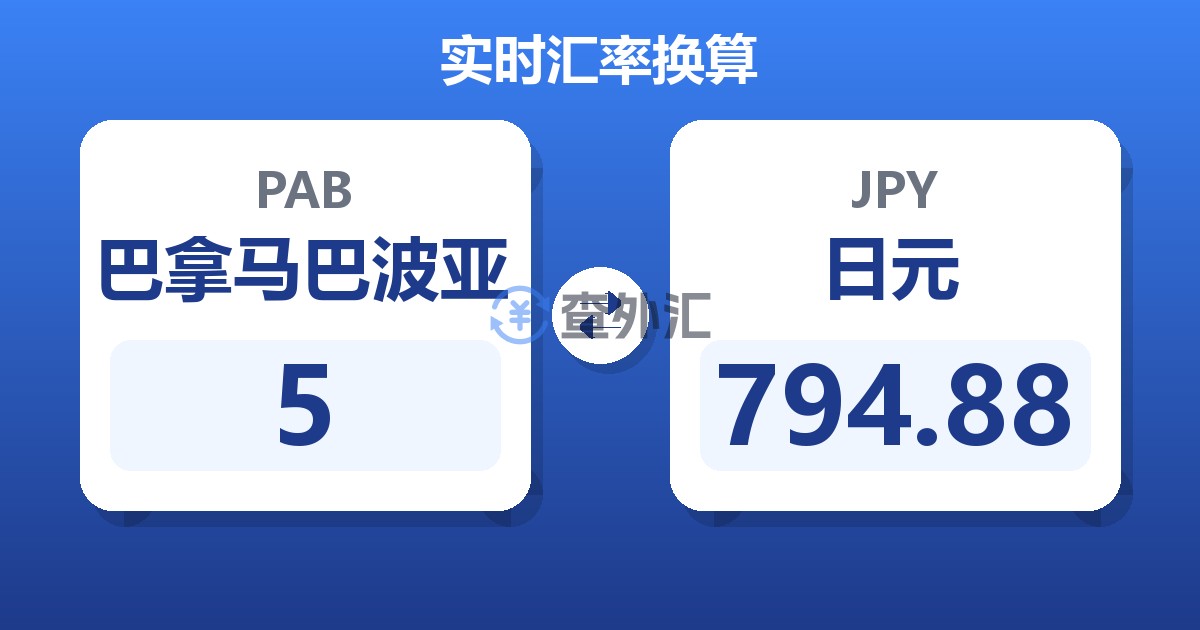 5巴拿马巴波亚兑日元