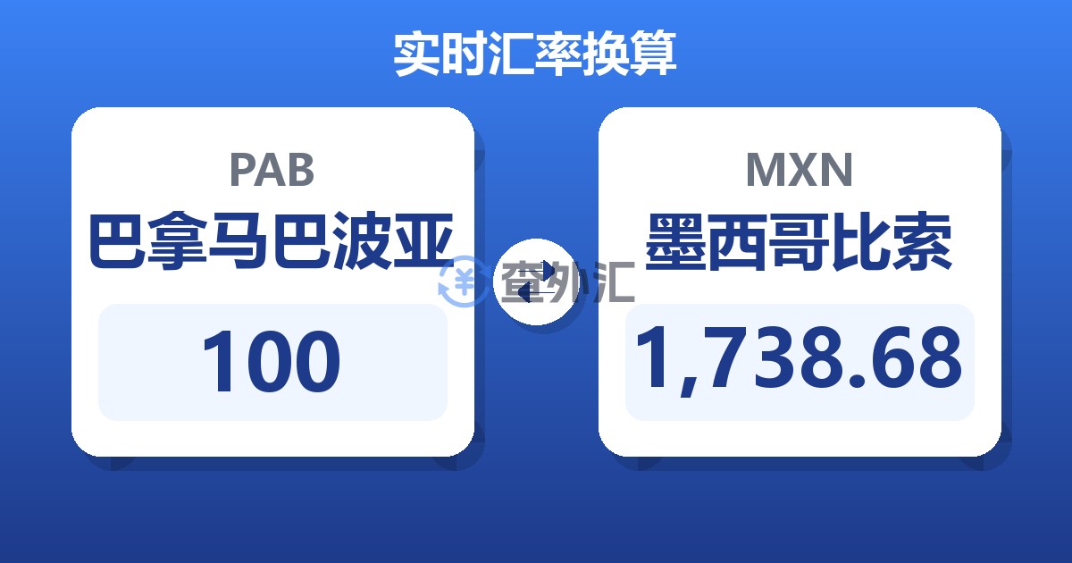 100巴拿马巴波亚兑墨西哥比索