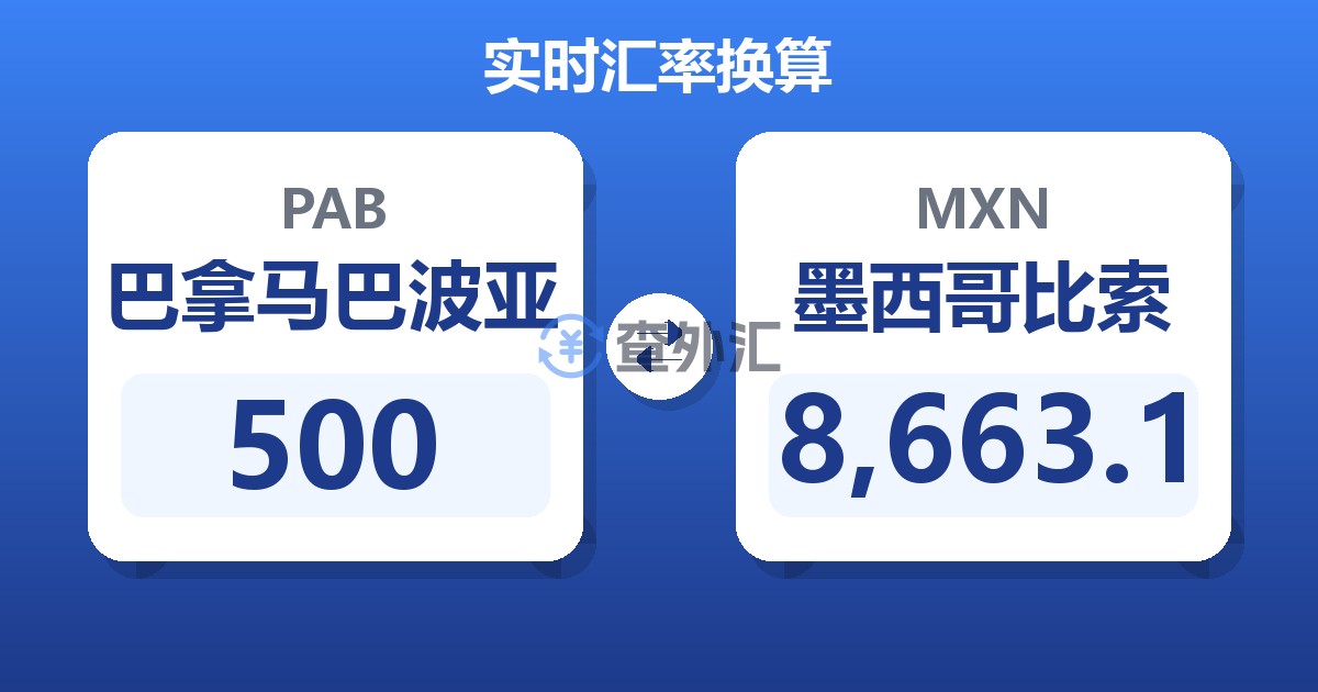 500巴拿马巴波亚兑墨西哥比索