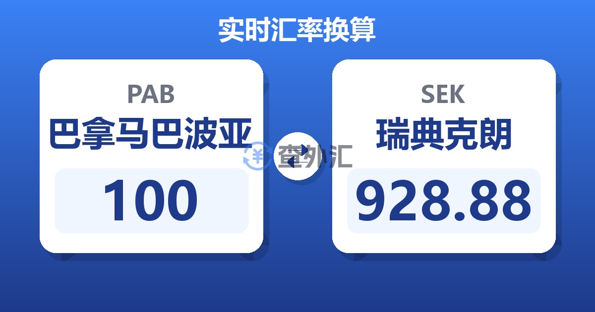 100巴拿马巴波亚兑瑞典克朗