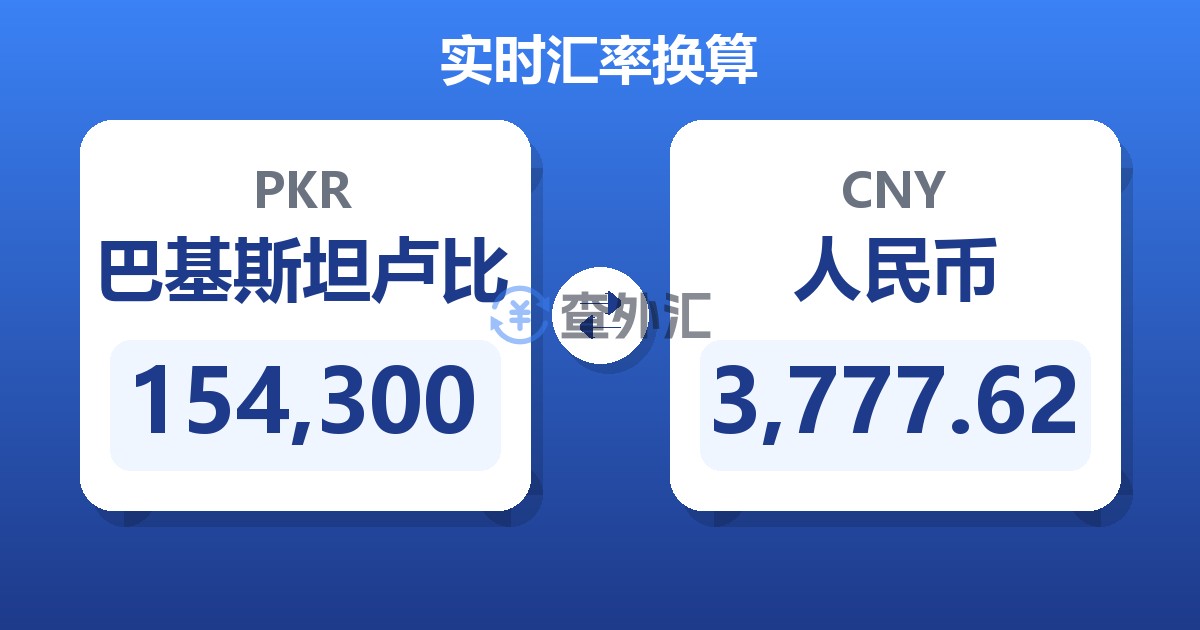 154,300巴基斯坦卢比兑人民币