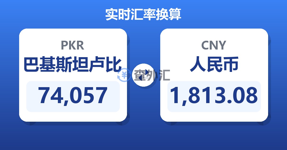 74,057巴基斯坦卢比兑人民币
