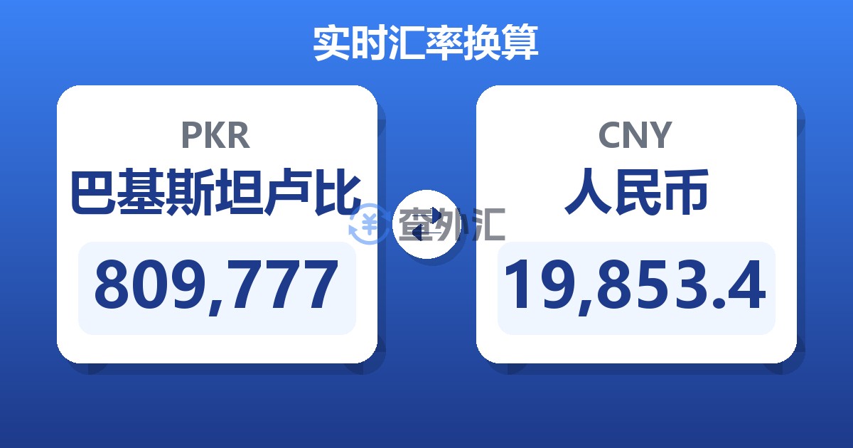 809,777巴基斯坦卢比兑人民币