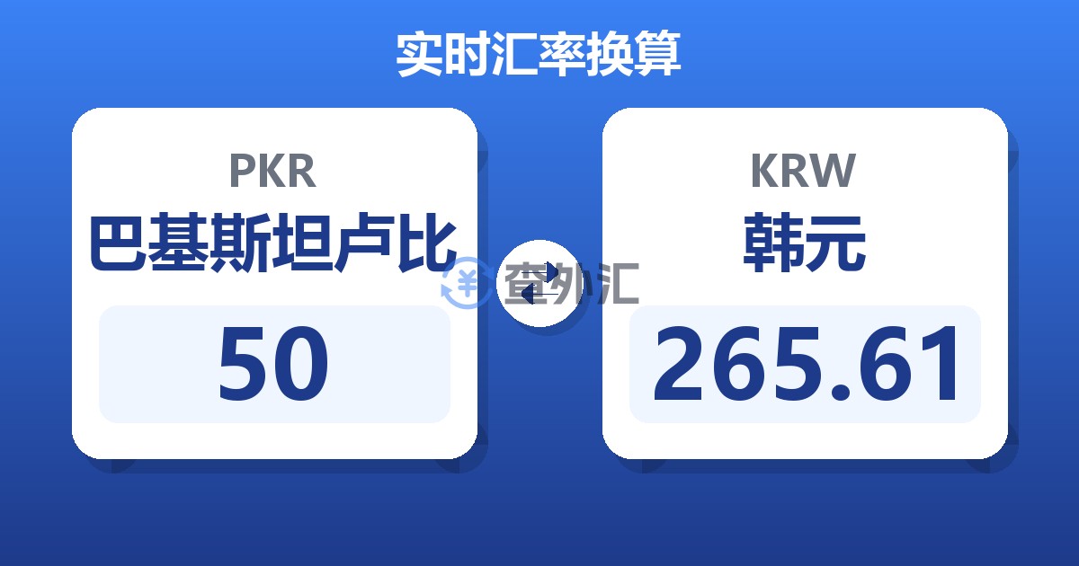 50巴基斯坦卢比兑韩元