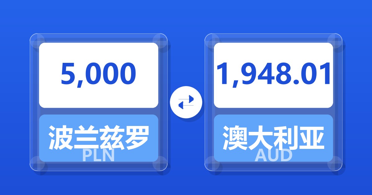 5,000波兰兹罗提兑澳大利亚元