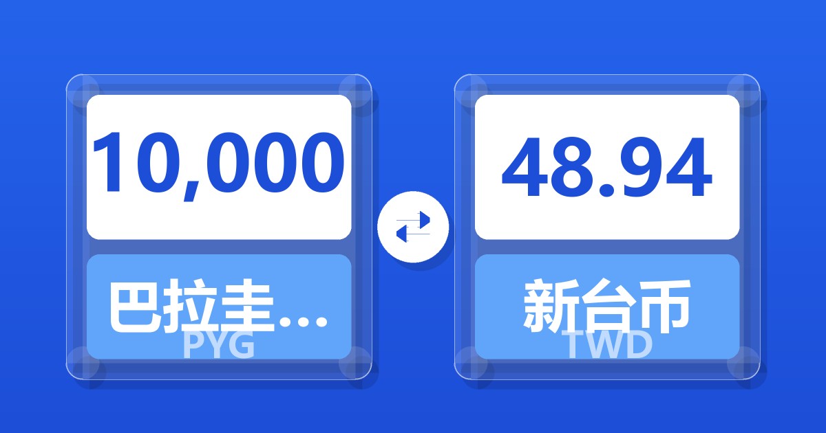 10,000巴拉圭瓜拉尼兑新台币