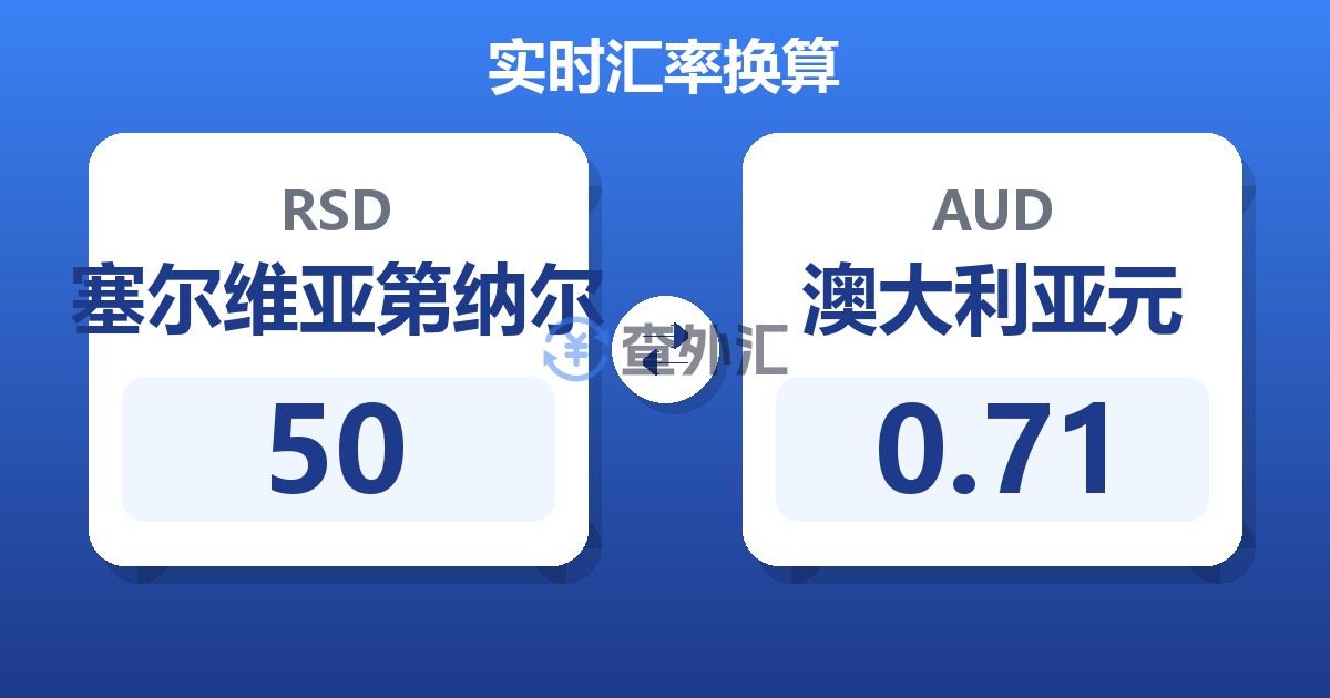 50塞尔维亚第纳尔兑澳大利亚元