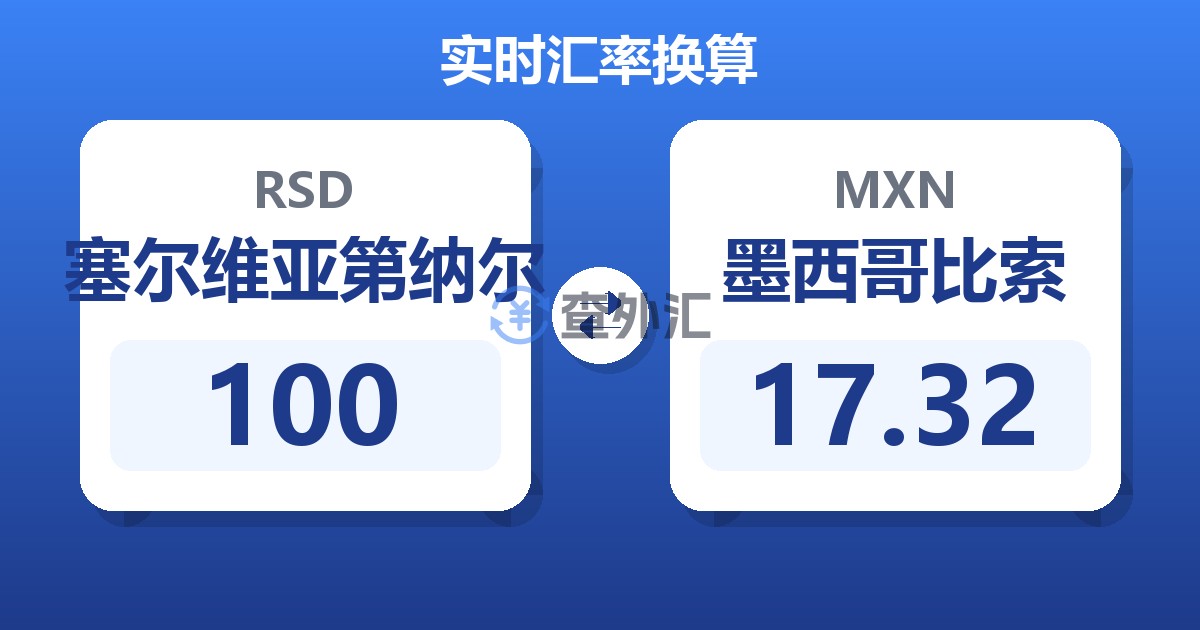 100塞尔维亚第纳尔兑墨西哥比索