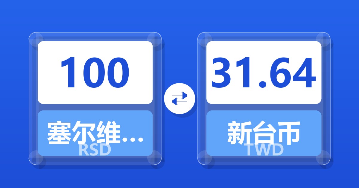 100塞尔维亚第纳尔兑新台币