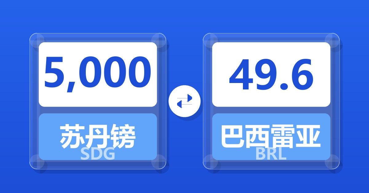 5,000苏丹镑兑巴西雷亚尔