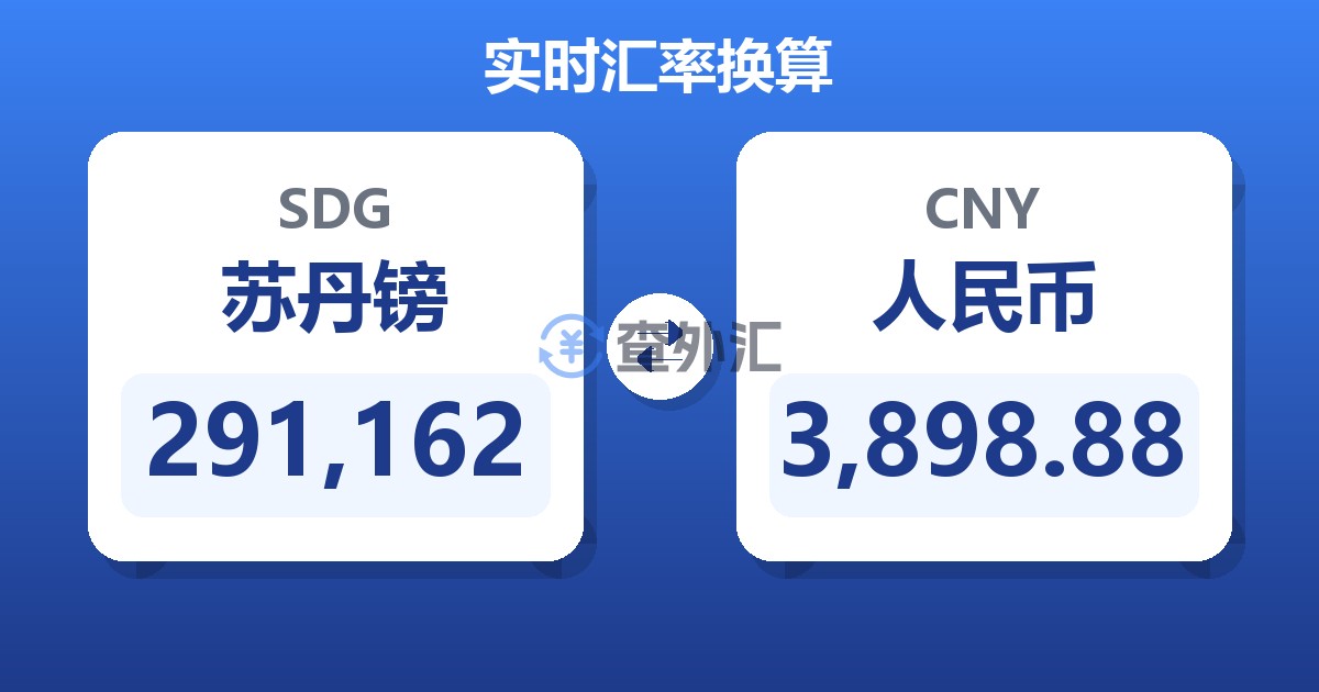 291,162苏丹镑兑人民币