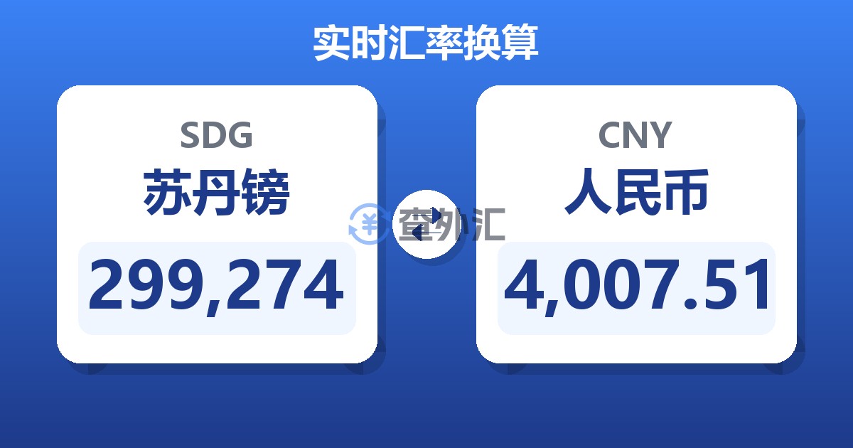 299,274苏丹镑兑人民币