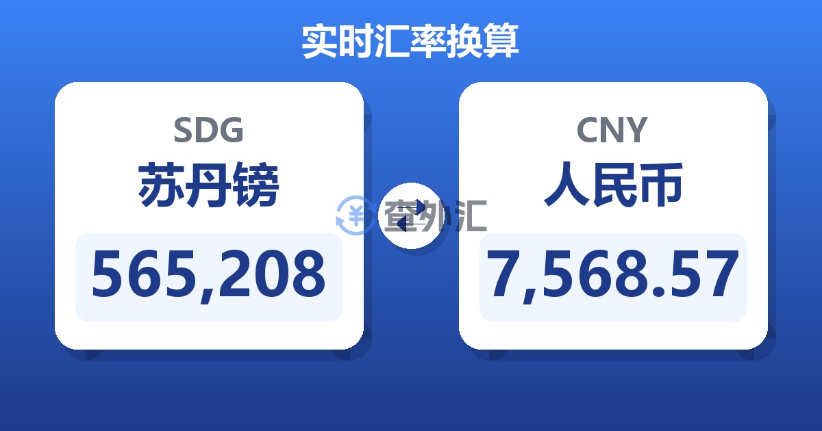 565,208苏丹镑兑人民币