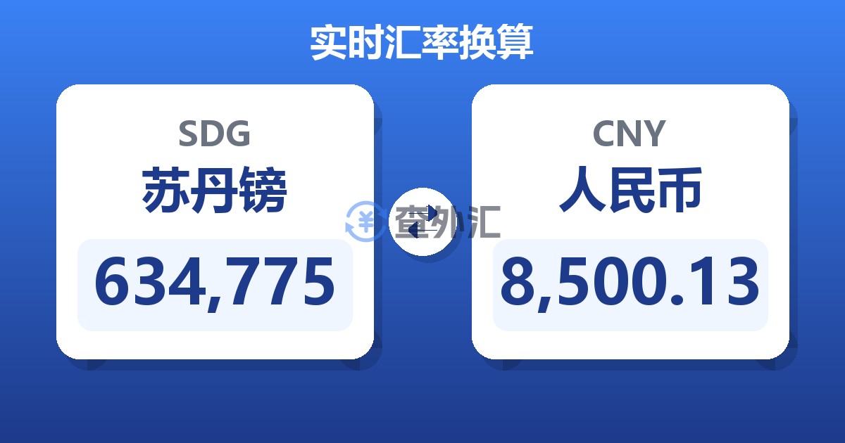 634,775苏丹镑兑人民币