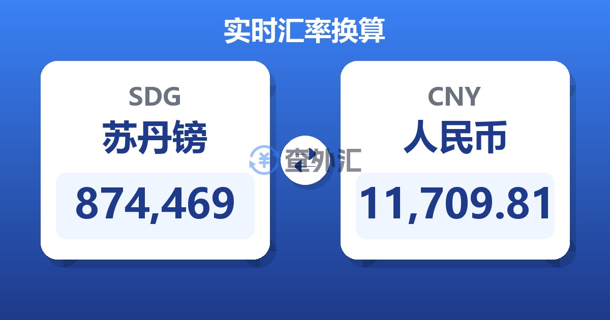 874,469苏丹镑兑人民币