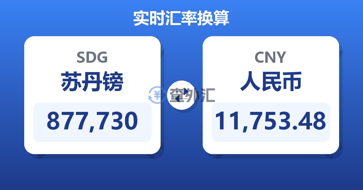 877,730苏丹镑兑人民币