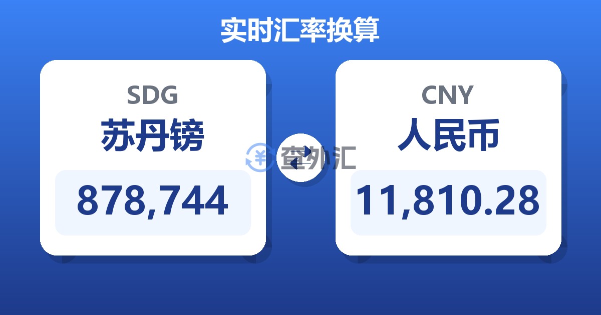 878,744苏丹镑兑人民币