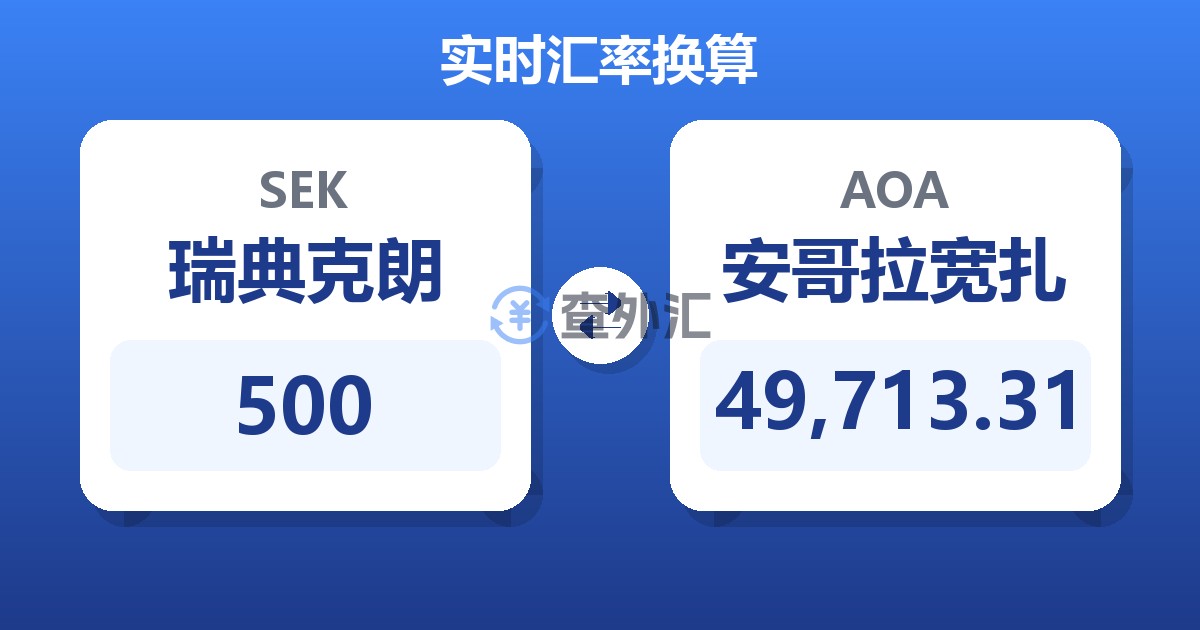 500瑞典克朗兑安哥拉宽扎