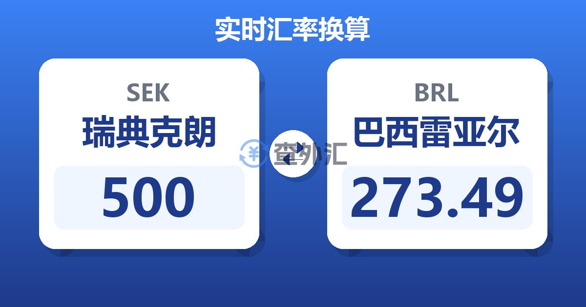 500瑞典克朗兑巴西雷亚尔