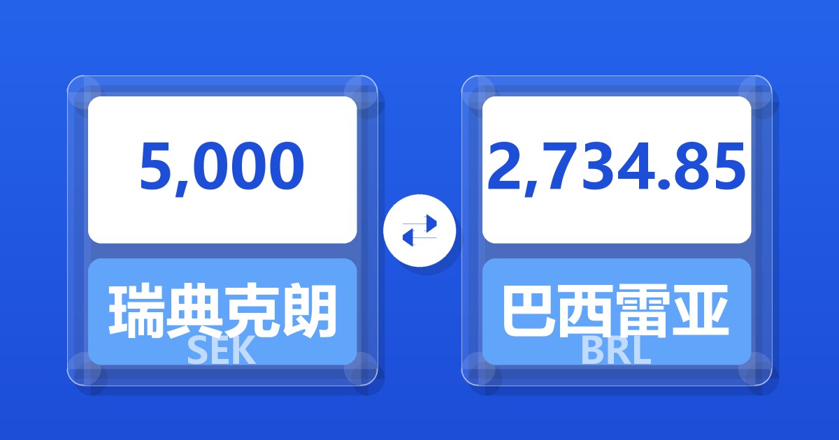 5,000瑞典克朗兑巴西雷亚尔