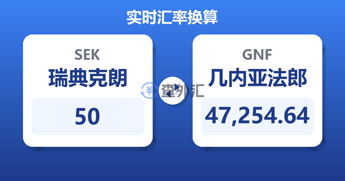 50瑞典克朗兑几内亚法郎