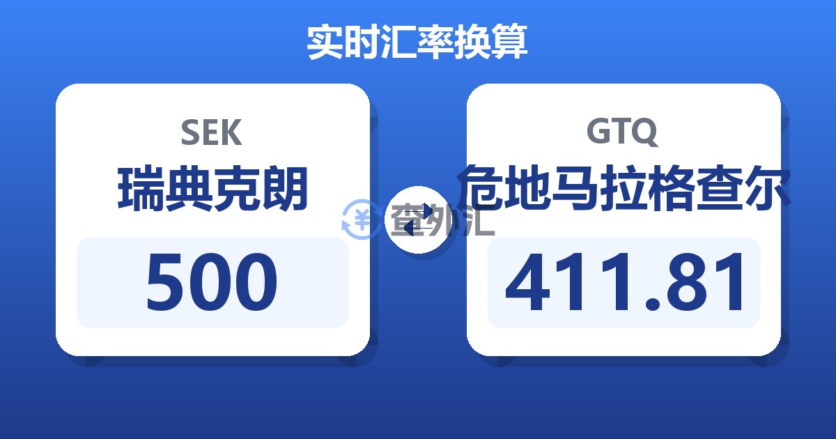 500瑞典克朗兑危地马拉格查尔