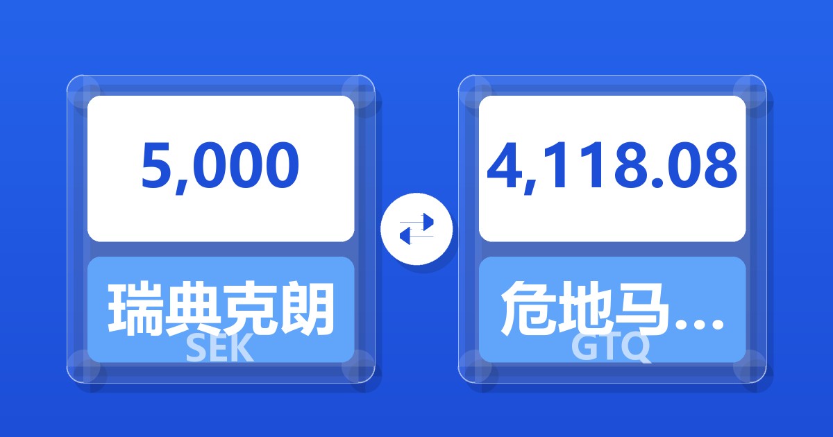 5,000瑞典克朗兑危地马拉格查尔