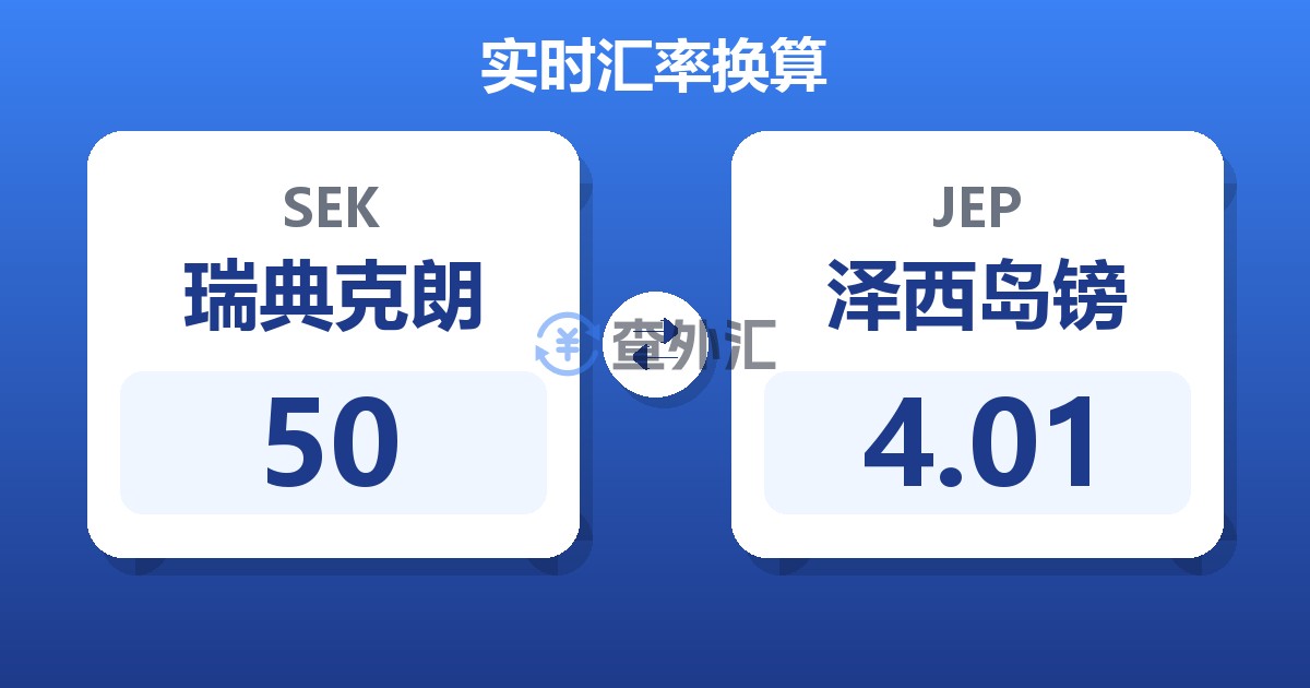 50瑞典克朗兑泽西岛镑