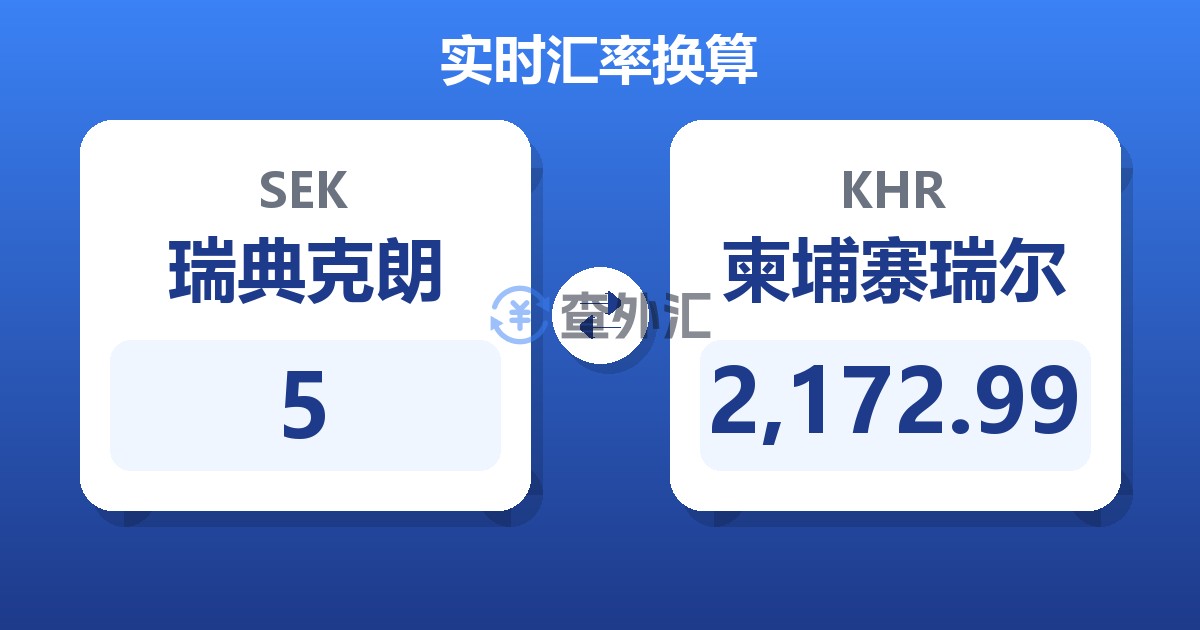 5瑞典克朗兑柬埔寨瑞尔
