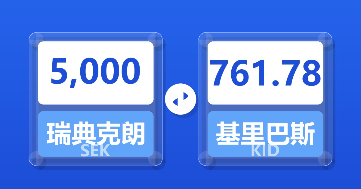 5,000瑞典克朗兑基里巴斯元