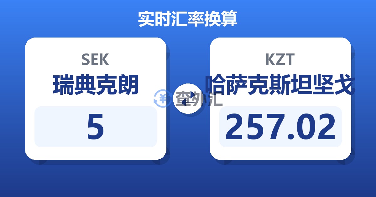 5瑞典克朗兑哈萨克斯坦坚戈
