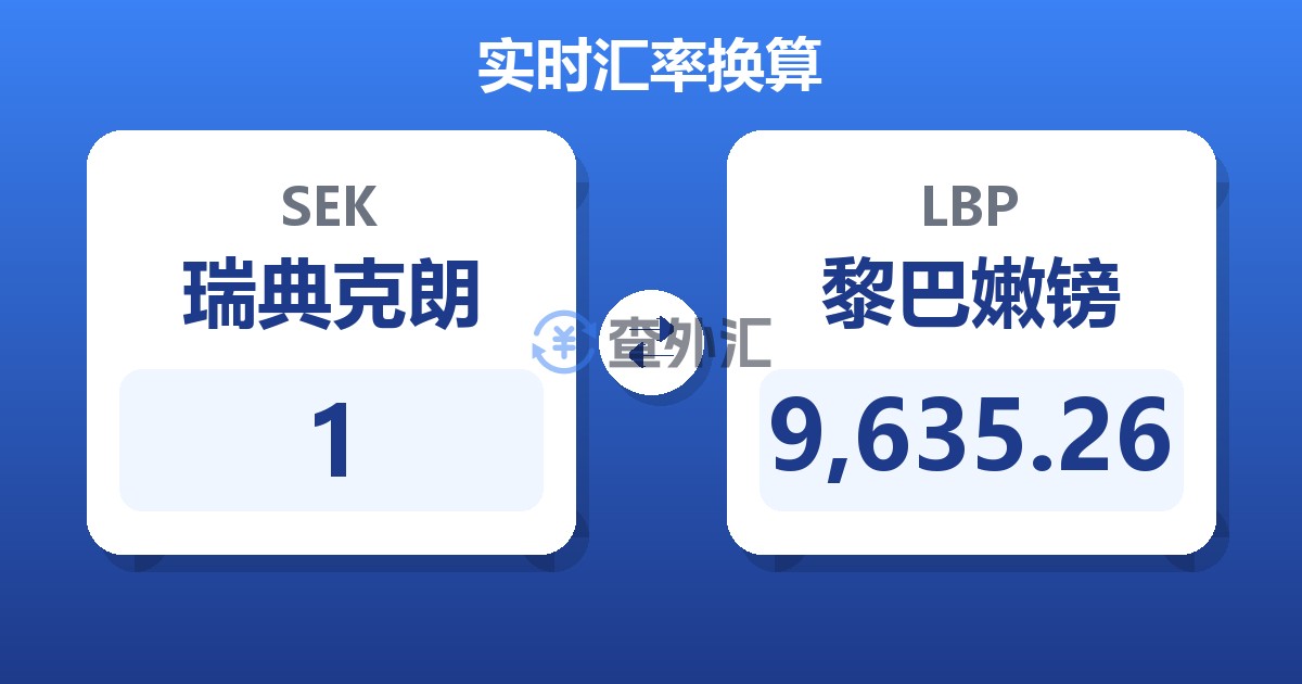 1瑞典克朗兑黎巴嫩镑