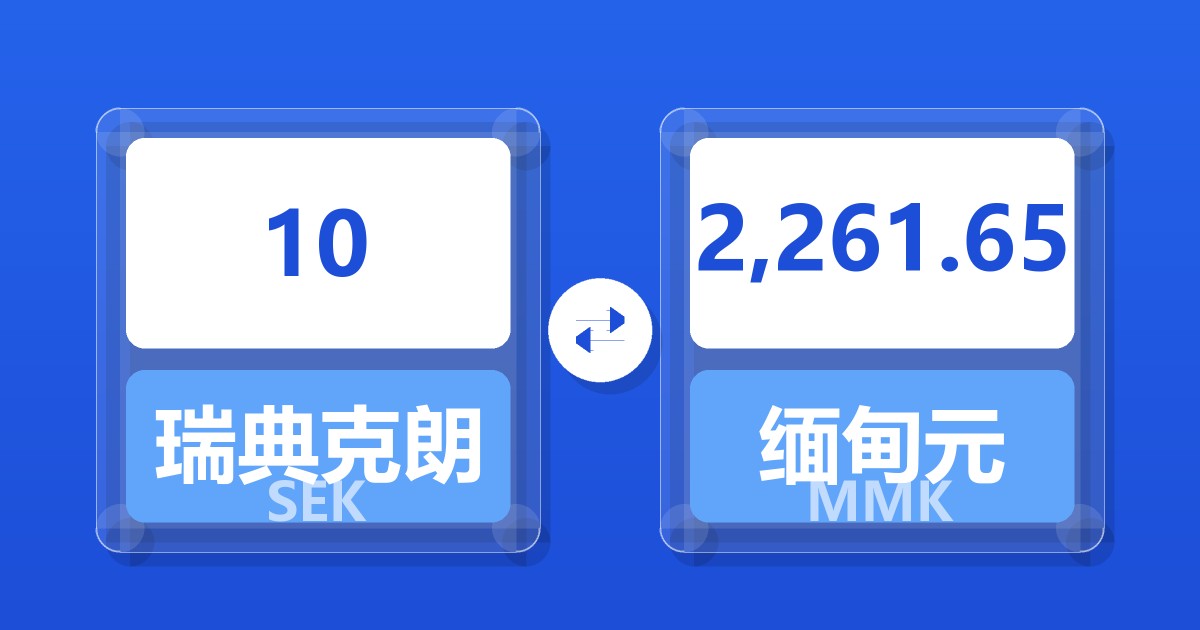 10瑞典克朗兑缅甸元